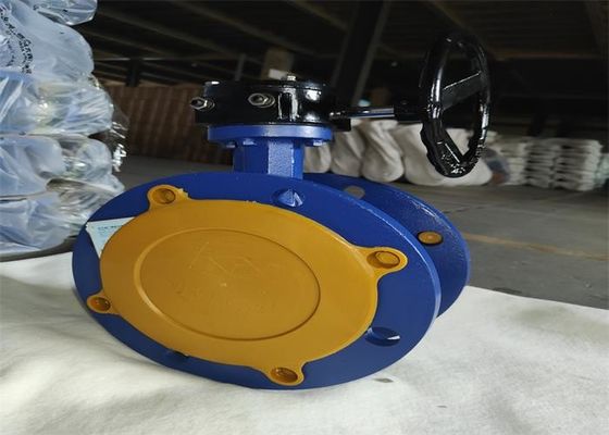 Blue 10mm Flanged Butterfly Valve In Water Supply